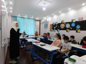 Computer skills with Mr. Hiba, Arabic session with Miss Razan and Mrs Riham, Turkish session with Miss Hümeyra, and English session with Mrs Rima.